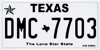 TX license plate DMC7703