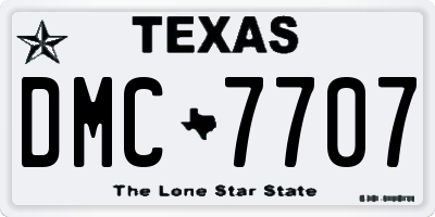 TX license plate DMC7707