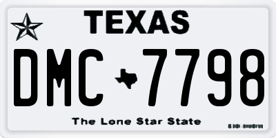 TX license plate DMC7798