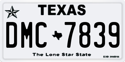 TX license plate DMC7839