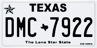 TX license plate DMC7922