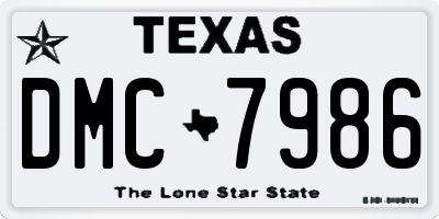 TX license plate DMC7986