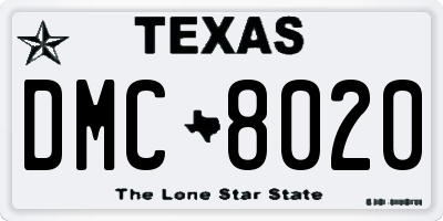 TX license plate DMC8020