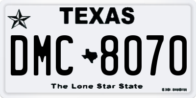 TX license plate DMC8070