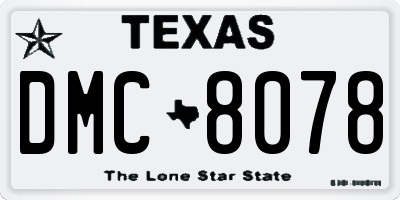 TX license plate DMC8078