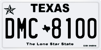 TX license plate DMC8100