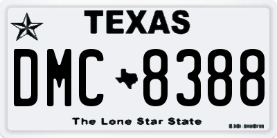 TX license plate DMC8388