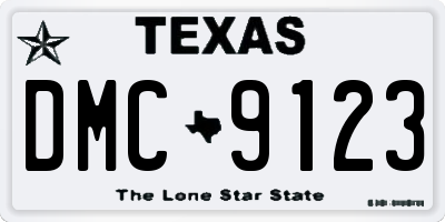 TX license plate DMC9123