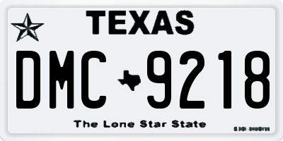 TX license plate DMC9218