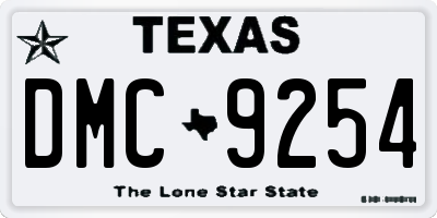TX license plate DMC9254