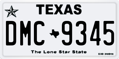 TX license plate DMC9345