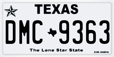 TX license plate DMC9363