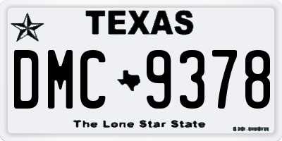 TX license plate DMC9378