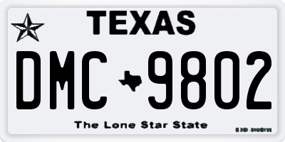 TX license plate DMC9802