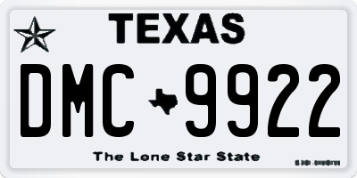 TX license plate DMC9922