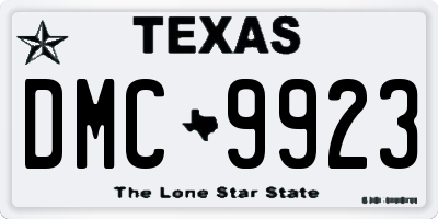 TX license plate DMC9923