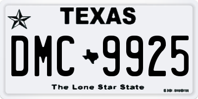 TX license plate DMC9925