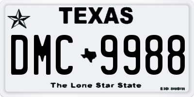 TX license plate DMC9988