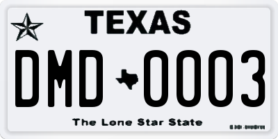 TX license plate DMD0003