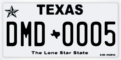 TX license plate DMD0005