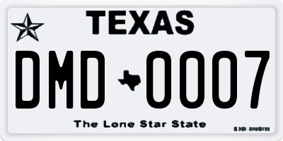 TX license plate DMD0007