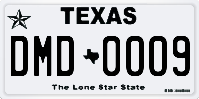 TX license plate DMD0009