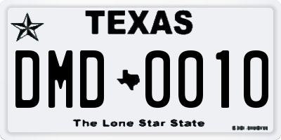 TX license plate DMD0010