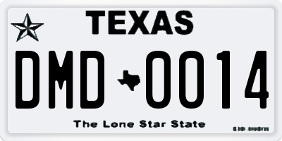 TX license plate DMD0014