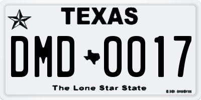 TX license plate DMD0017