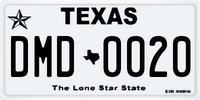 TX license plate DMD0020