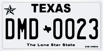 TX license plate DMD0023