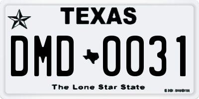 TX license plate DMD0031