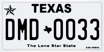 TX license plate DMD0033