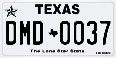 TX license plate DMD0037