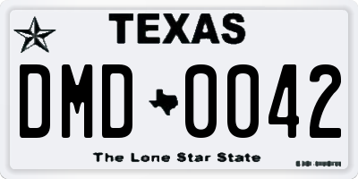 TX license plate DMD0042