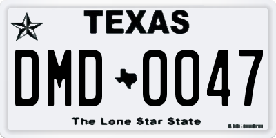 TX license plate DMD0047