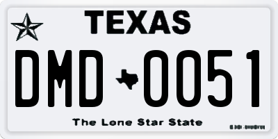 TX license plate DMD0051