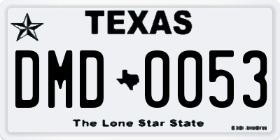 TX license plate DMD0053