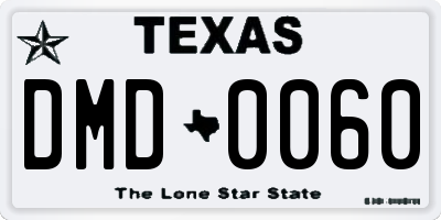 TX license plate DMD0060