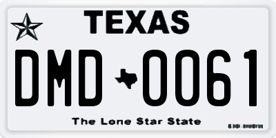 TX license plate DMD0061