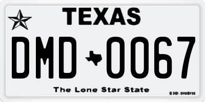 TX license plate DMD0067