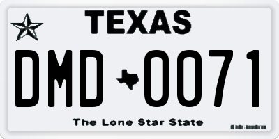 TX license plate DMD0071