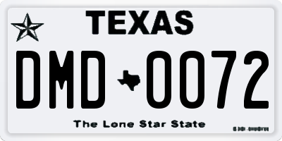 TX license plate DMD0072
