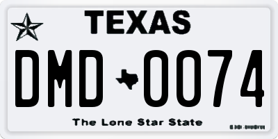 TX license plate DMD0074