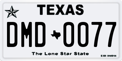 TX license plate DMD0077