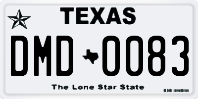 TX license plate DMD0083