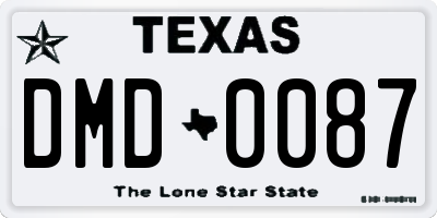 TX license plate DMD0087