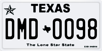 TX license plate DMD0098