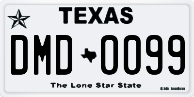 TX license plate DMD0099