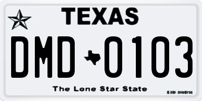 TX license plate DMD0103